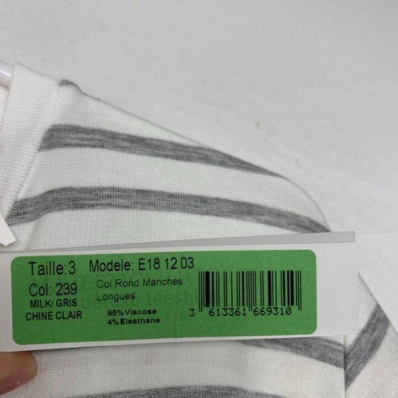 NWT Majestic Filatures Long Sleeve Stripe Pullover Sweatshirt Tee Grey 3 - Picture 10 of 10